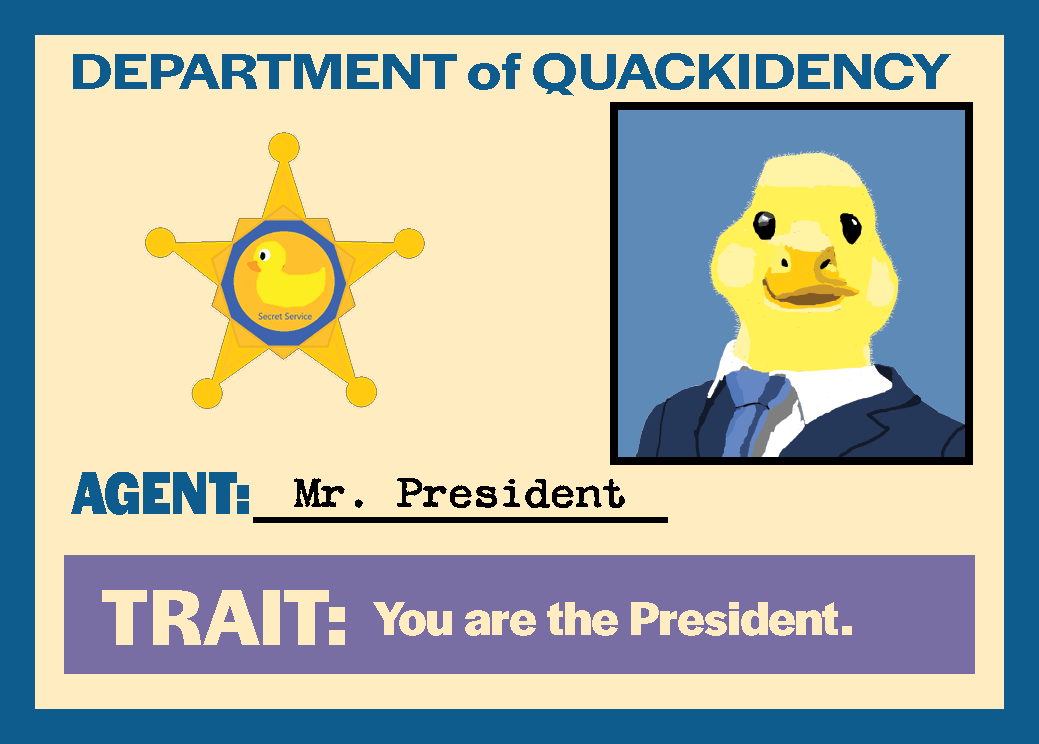 Mr. President Duck! Mr. President role card