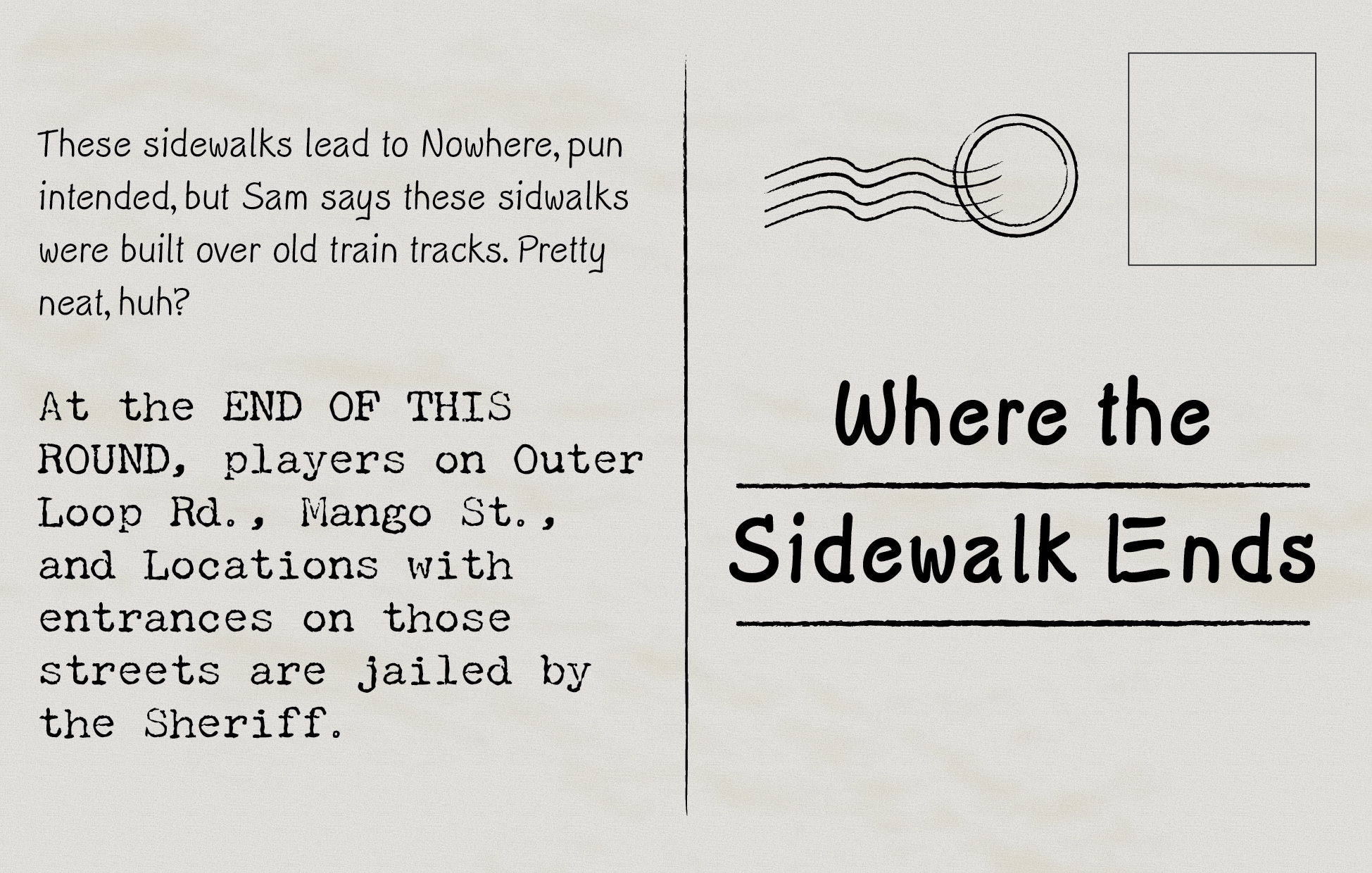 Nowhere example Scenario Card