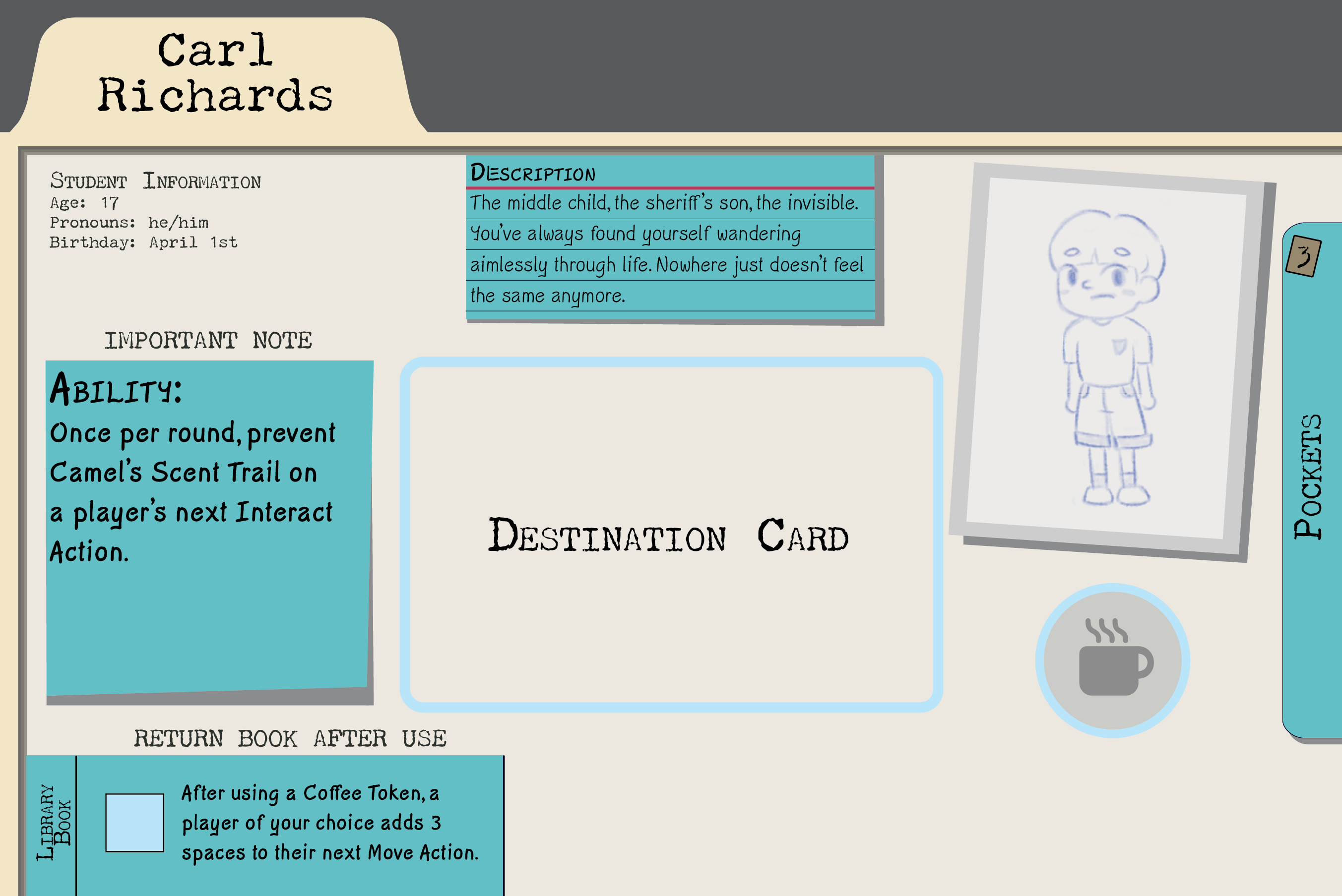 Player board featuring Carl