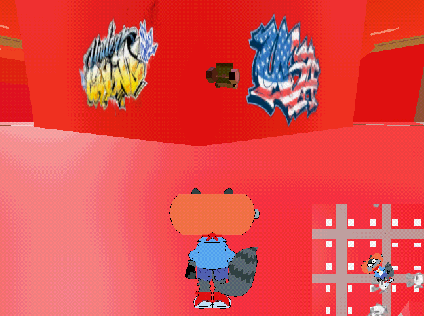 Dumpster Drive screnshot of grafitti and the dumpster-mobile